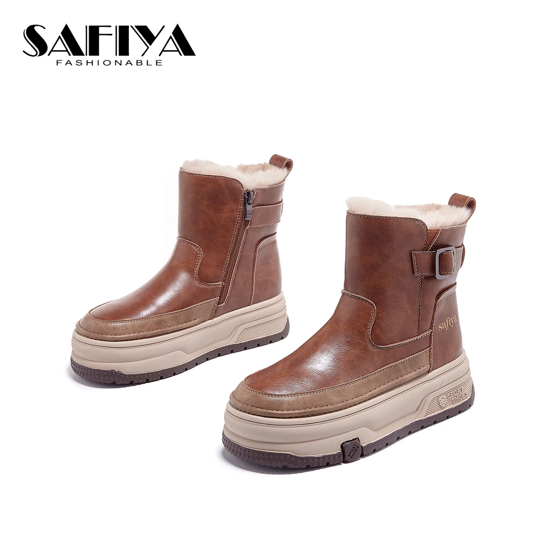 【落雪三千】索菲娅秋冬新款厚底加绒保暖时尚雪地靴SF43女鞋秋款