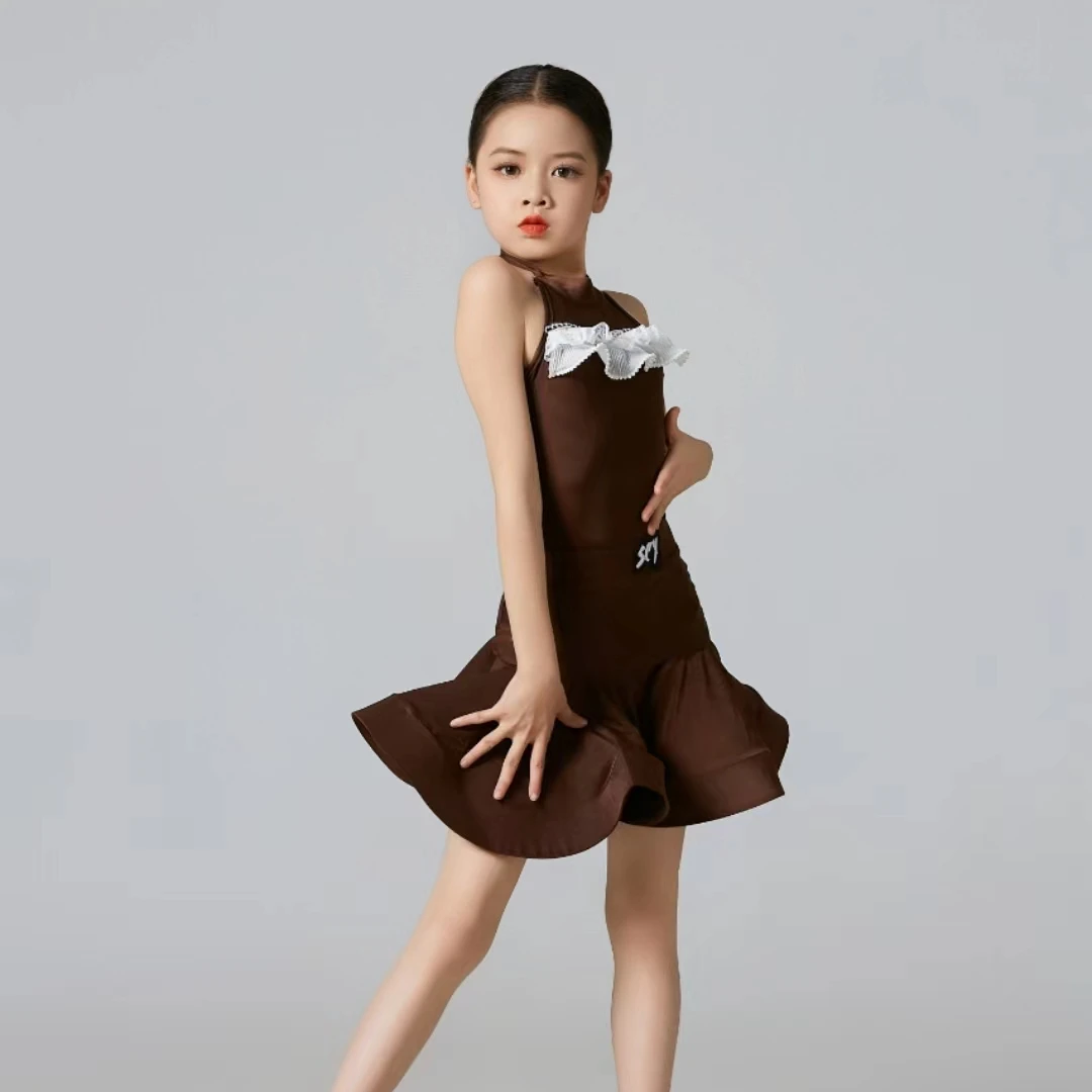 尚裁艺女童拉丁舞服少儿2024夏季新款训练功服无袖露背2421