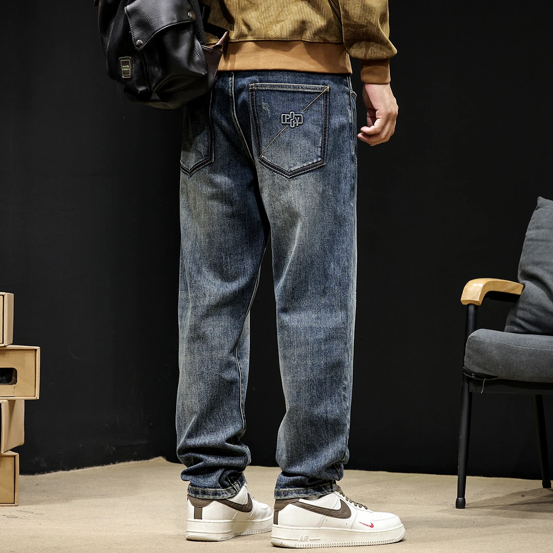 弹力复古牛仔裤男2024新款小直筒男士长裤春秋季潮牌男裤锥形裤子