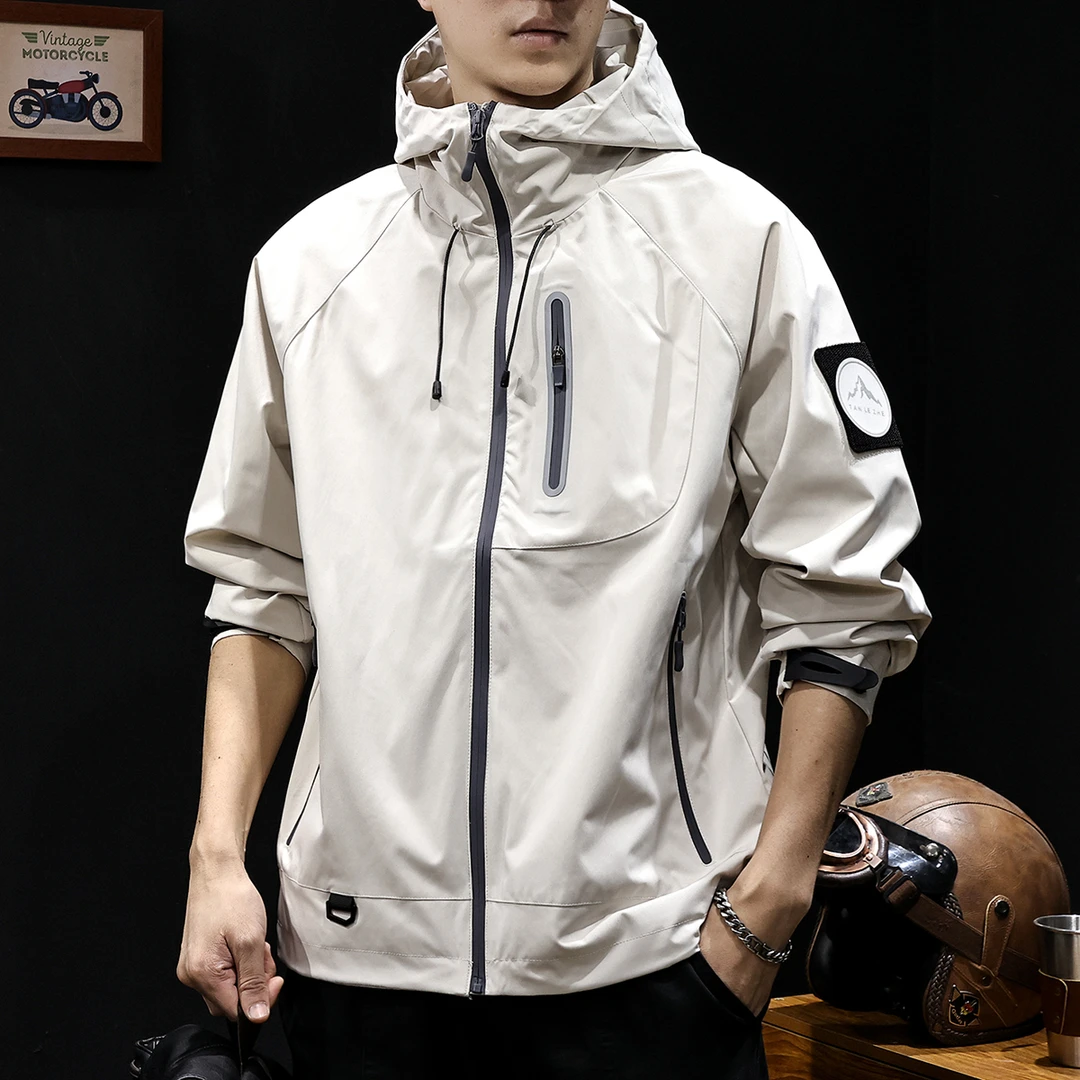 户外山系冲锋衣男外套连帽2024新款秋冬潮牌男装大码男士工装夹克