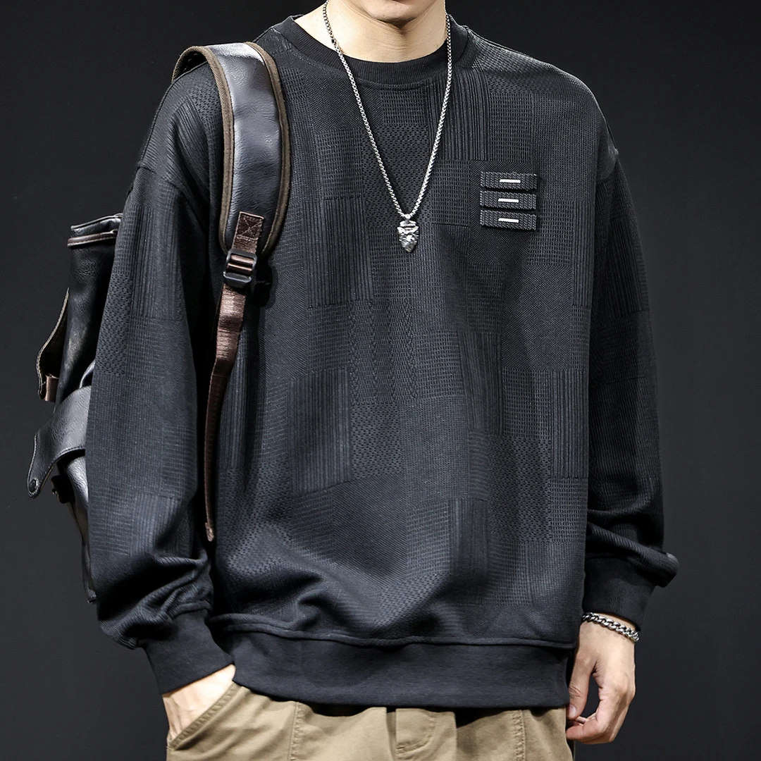 加绒提花卫衣男秋冬款圆领男款衣服秋季2025新款长袖男士大码潮牌