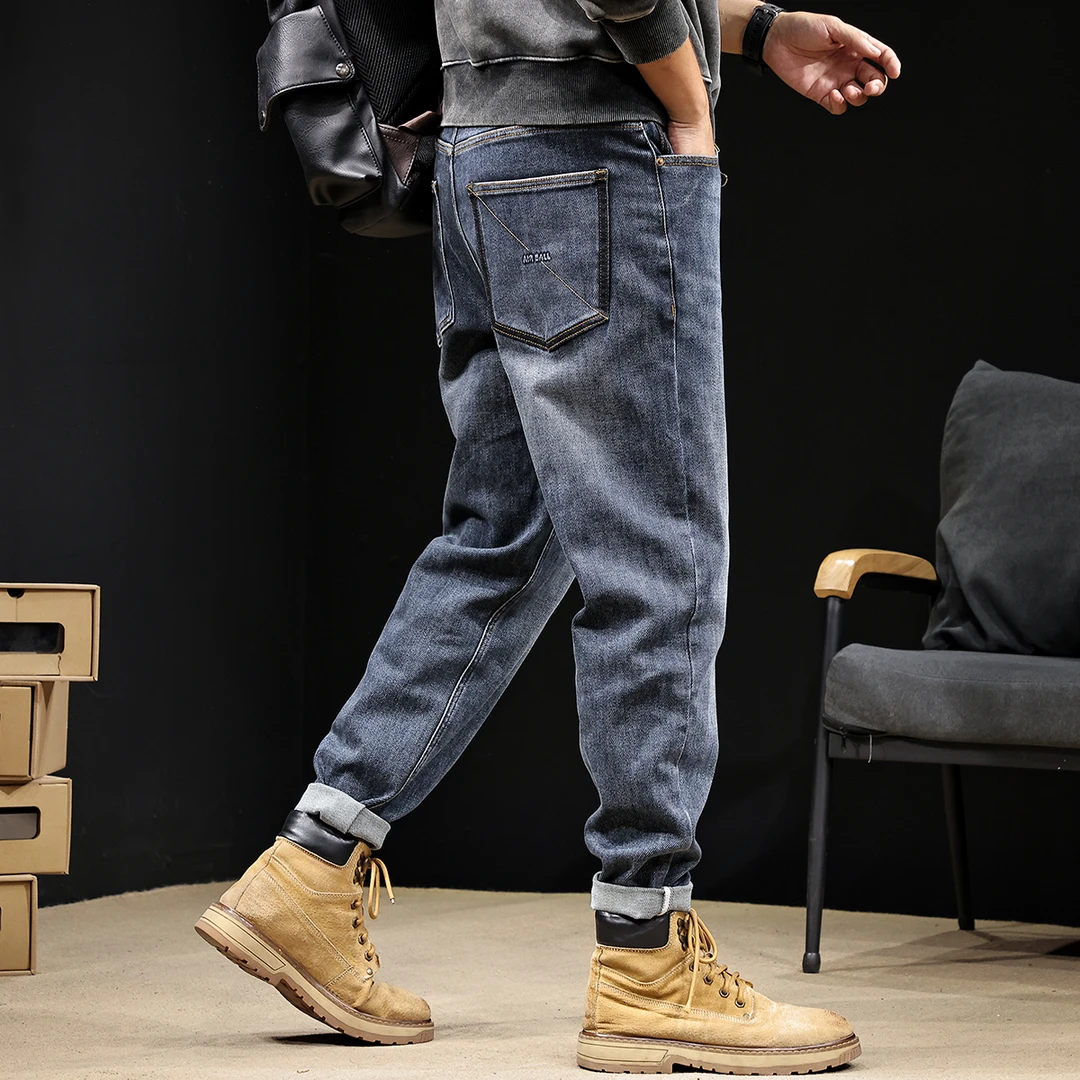 弹力锥形牛仔裤男2024新款秋冬款潮牌大码长裤子男士春秋直筒男裤