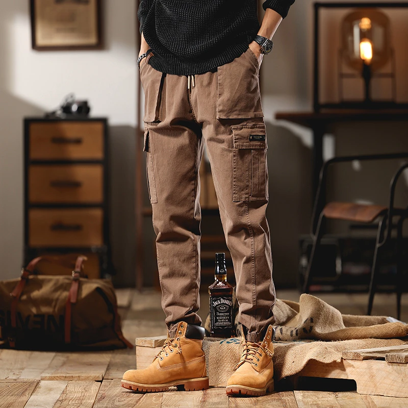 美式重磅工装裤男士宽松潮牌束脚秋冬季休闲弹力百搭简约哈伦卫裤