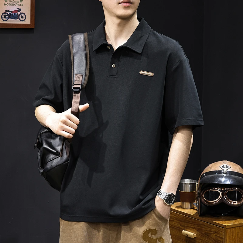 高端Polo衫男士短袖t恤纯棉宽松大码美式休闲潮牌夏季2024新款男T