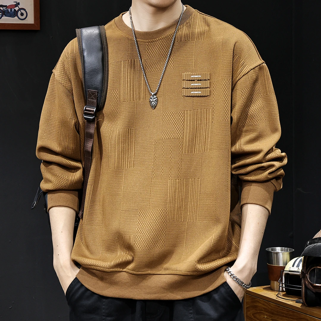 美式复古高端加绒潮牌卫衣男秋冬款圆领2024新款长袖宽松大码上衣