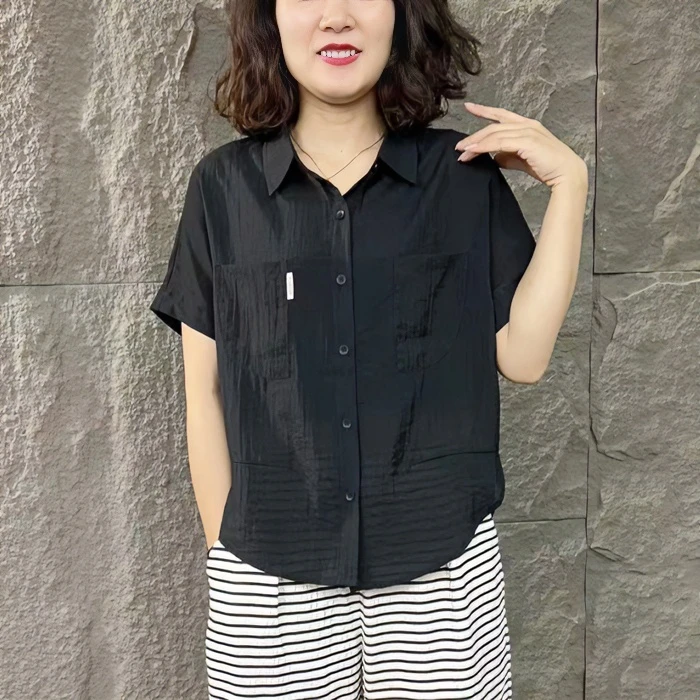 2024新款夏季时尚洋气宽松时衬衫百搭减龄上衣女