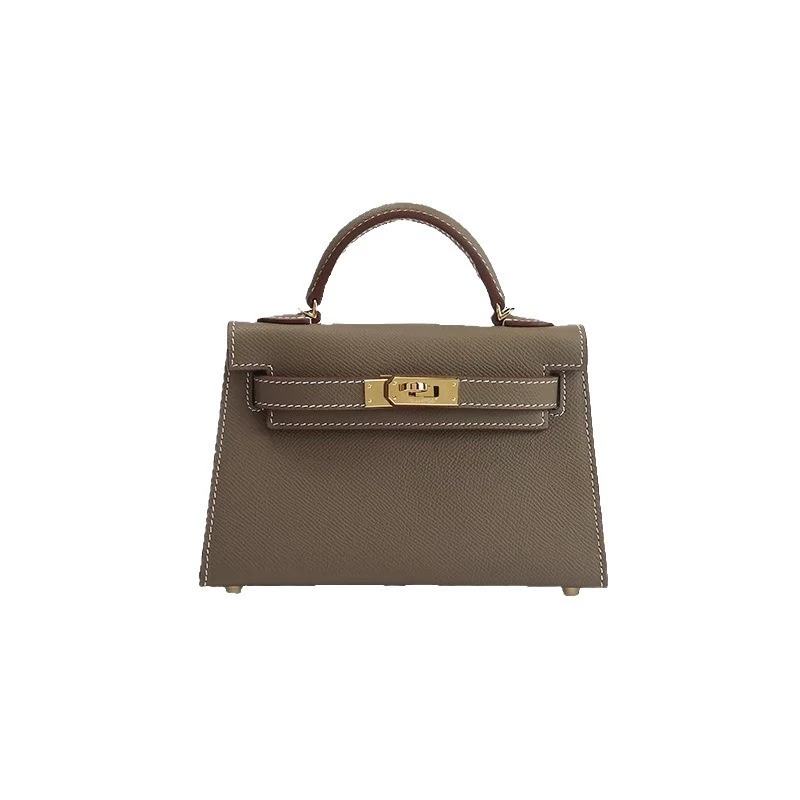 二代包女2024新款大象灰真皮女士包包mini手提质感斜挎包女