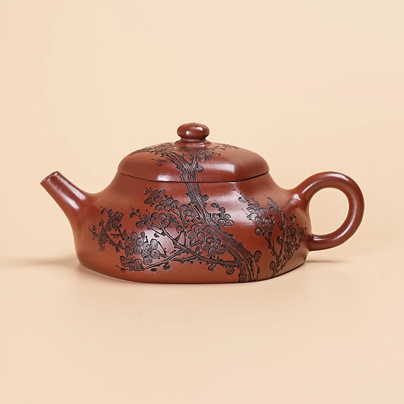 【闪购商品】六方静乐通刻墨梅红皮龙家用紫砂茶壶Z726