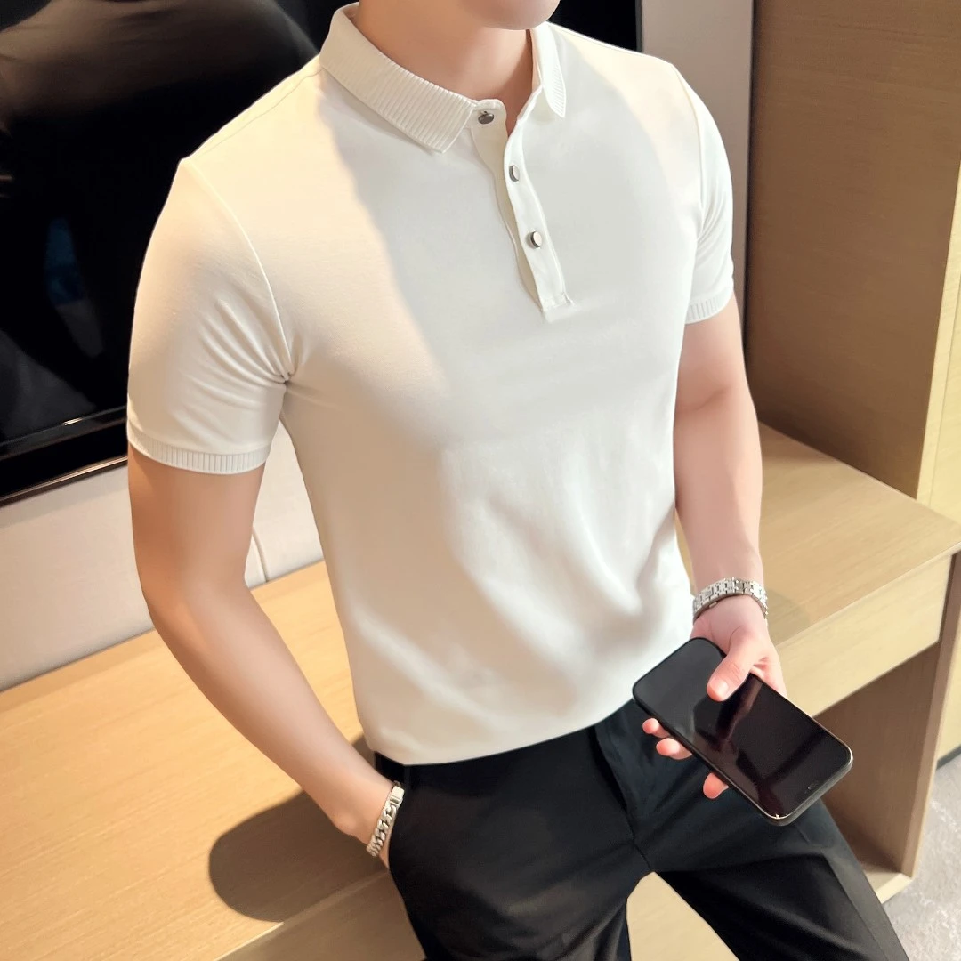 新款男士夏季POLO衫男上衣 时尚修身短袖T恤衫男韩版潮流POLO衫男