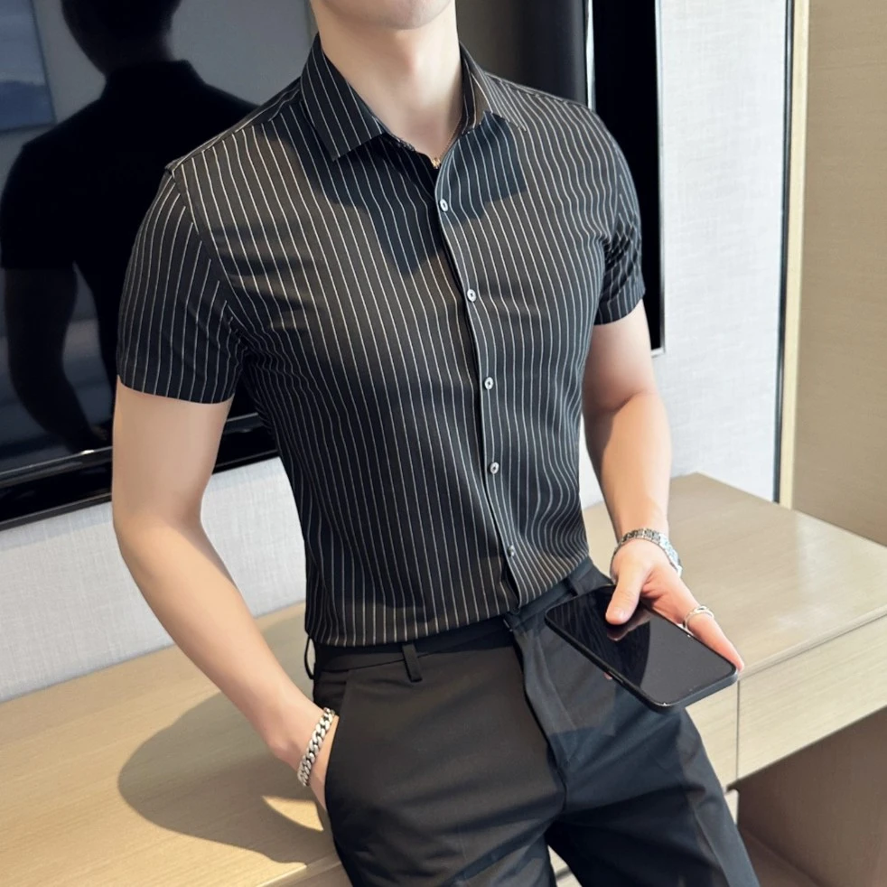 春夏季新款韩版修身休闲衬衣 男士衬衫 男青年短袖衬衫上衣男2215