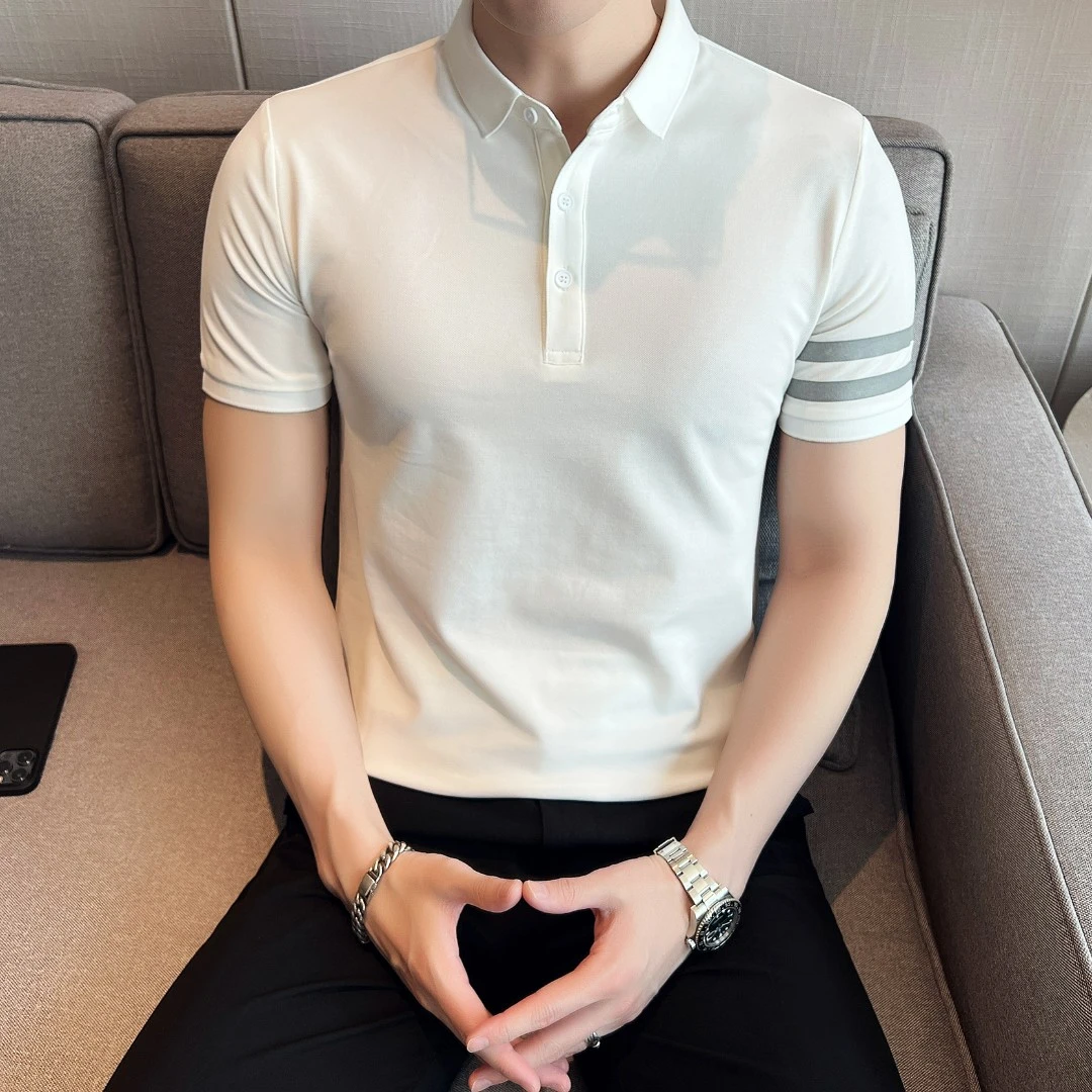 夏季男士休闲翻领POLO衫 男生韩版修身短袖T恤 潮流POLO衫男 T777