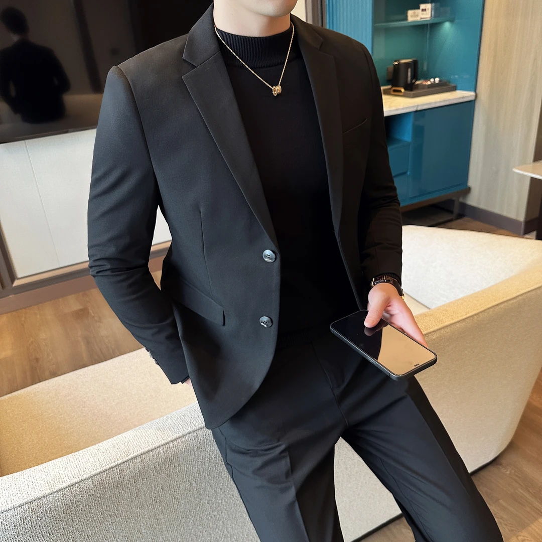 【单件上衣】秋冬季西服男韩版修身休闲潮流商务帅气西装外套男上衣