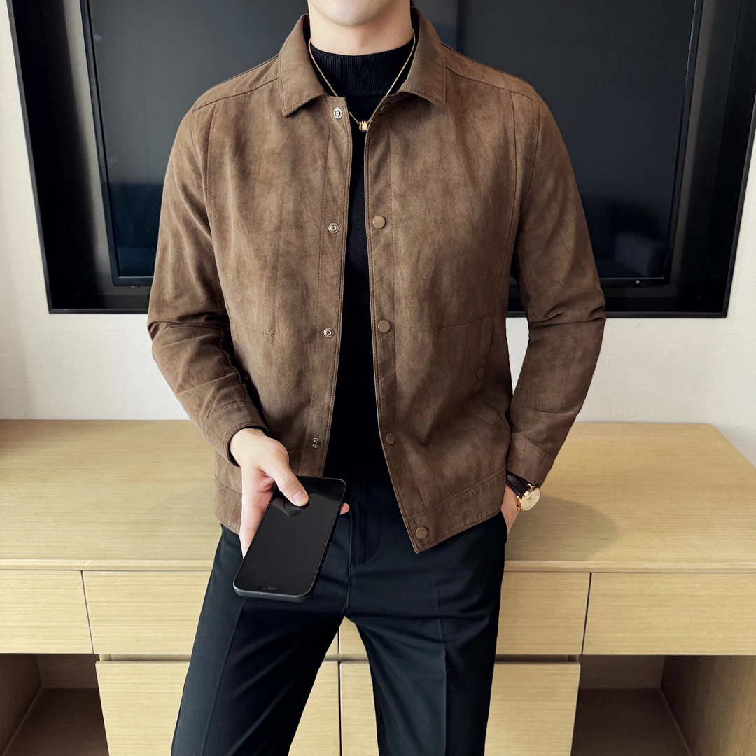 春秋季外套男韩版修身男士夹克休闲帅气上衣男茄克衫翻领夹克衫男