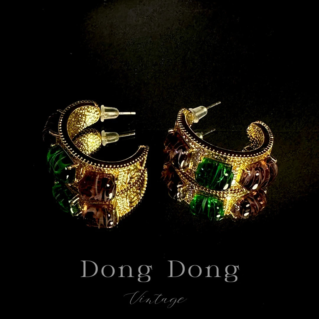 铜合金耳饰 铜合金中古重工耳饰【0487】中古收藏