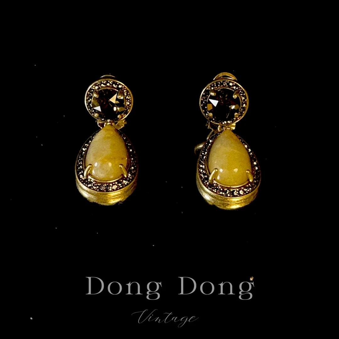 铜合金耳饰 铜合金中古重工耳饰【3599】中古收藏