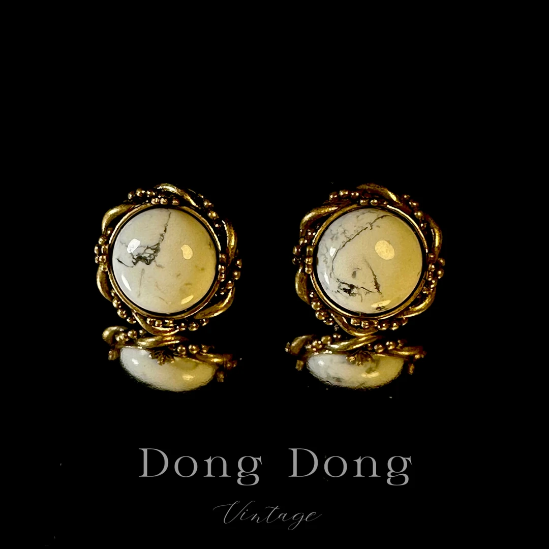 铜合金耳饰 铜合金中古重工耳饰【7497】中古收藏