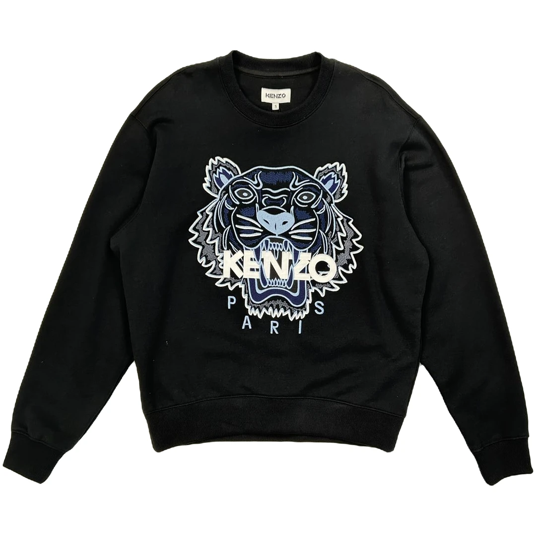 99新 KENZO/肯佐 蓝白虎头刺绣圆领卫衣时尚宽松潮流秋冬百搭经典