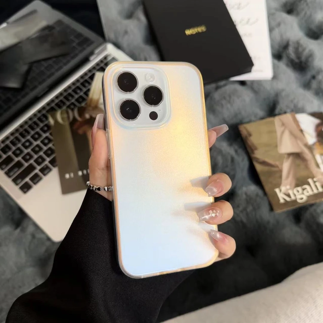 适用于苹果15promax手机壳iphone14/13/12网红双面覆膜渐变幻彩色