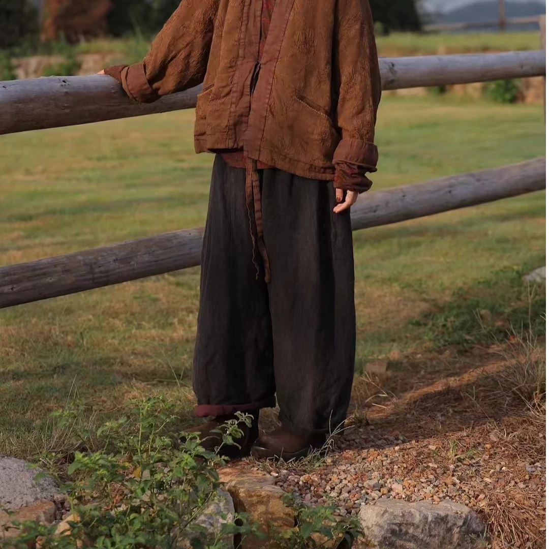 古兰木石磨水洗工艺亚麻调性十足亚麻裤子