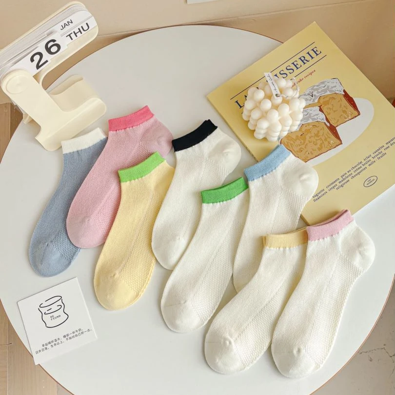 夏季多巴胺彩口袜透气百搭款W8083