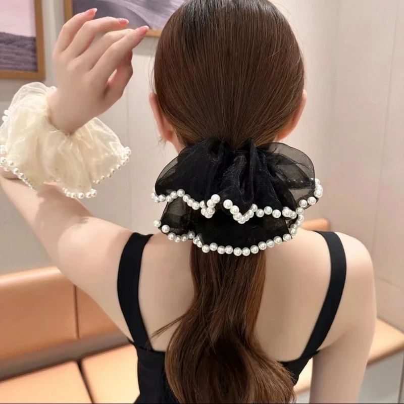 韩版气质网纱发圈大肠圈优雅新款仿头绳高马尾丸子头发绳气质发圈