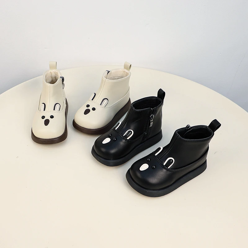 2024冬季新款儿童软底卡通小兔保暖棉靴中小童软底宝宝二棉公主靴