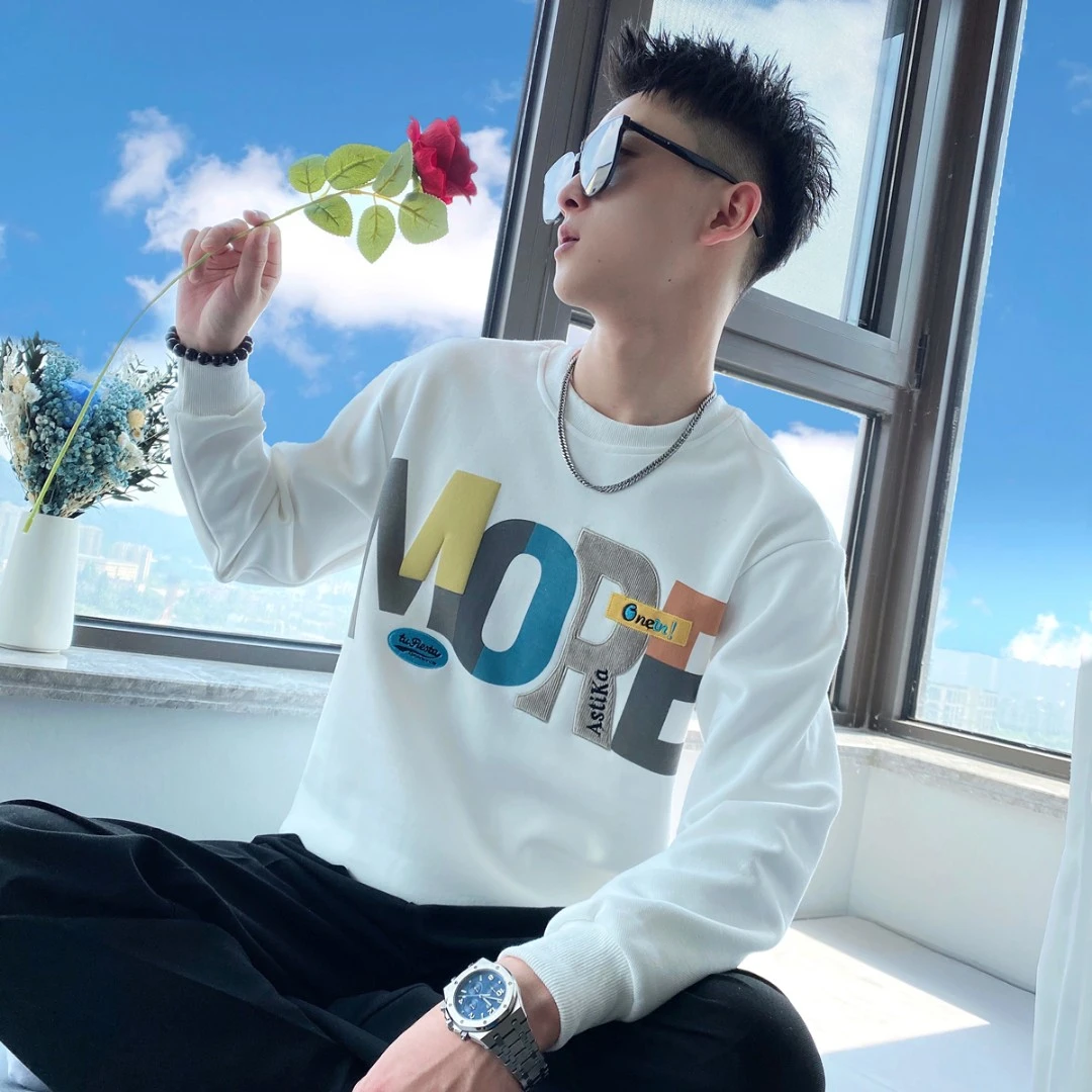 男士加绒卫衣秋冬款爆款2024新款秋装上衣高级感痞帅男装长袖t恤