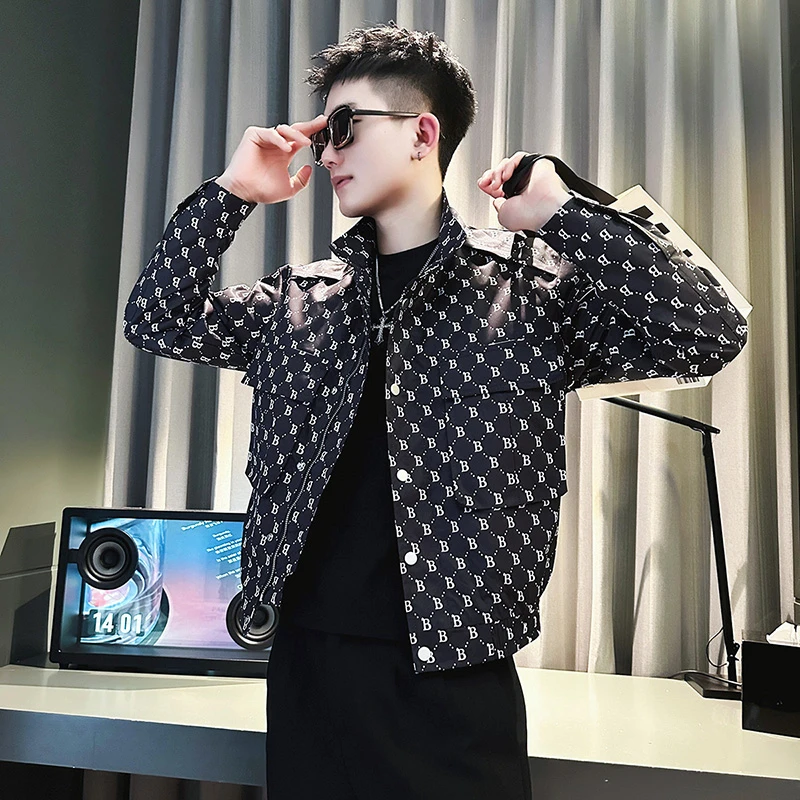 痞帅外套男士春秋季潮牌潮流设计感立领褂子男装2023新款百搭夹克