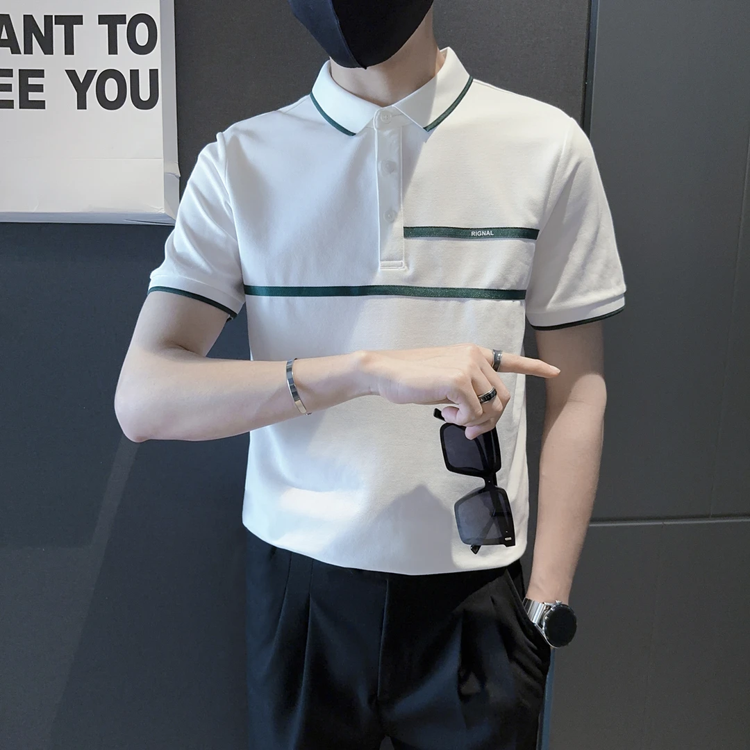 男士polo衫男短袖上衣潮牌高级感衣服男装半袖网红痞帅男式T恤衫