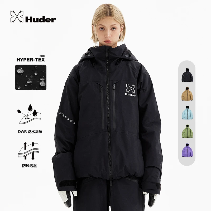 Huder滑雪服3L加棉单板滑雪套装保暖防水防风宽松专业夹棉男女