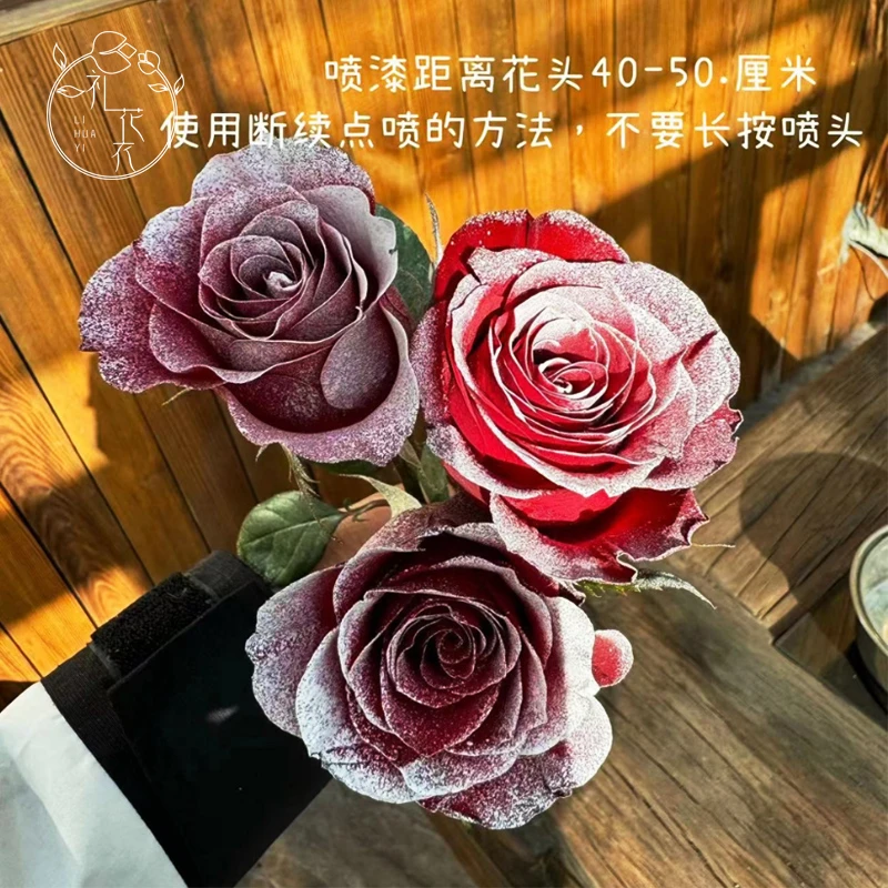 新款圣诞雪花白色喷雪鲜花喷漆雾圣诞节花束不融化造景花艺花店
