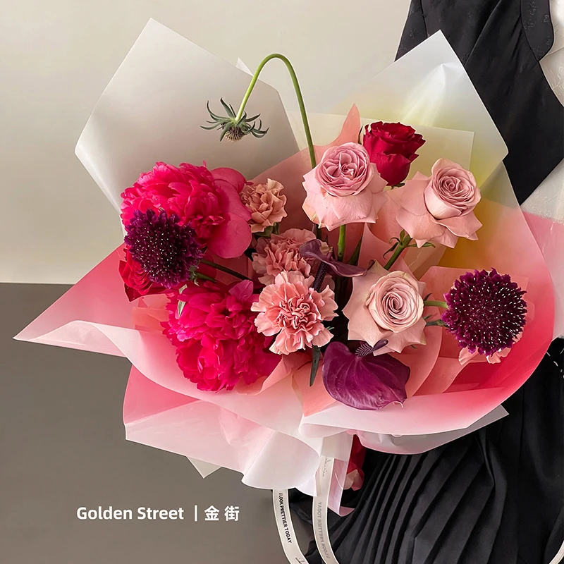 新款520情人节防水包花纸鲜花外包纸糖果琉璃系列花艺礼品花束纸