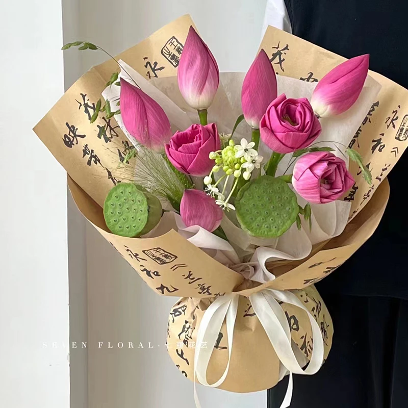 防水鲜花包装纸兰亭序中国风毛笔书法纸花束包花纸花店花艺材料