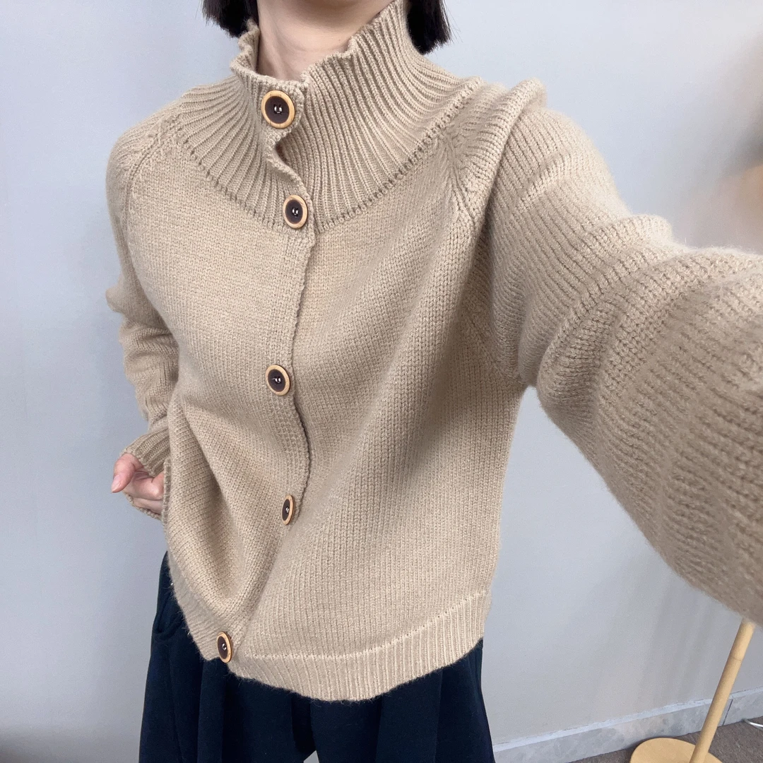 加厚半高领百搭毛衣开衫