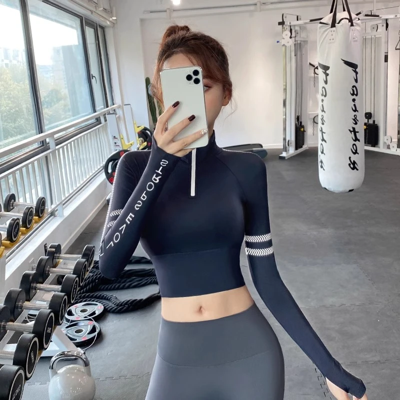 瑜伽服新款跑步运动女套装秋冬季健身上衣长袖高级感普拉提训练服