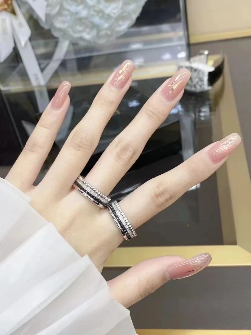 铜合金合成锆石戒指 宽式镶钻陶瓷戒指时尚经典金色指环BSL010JZ