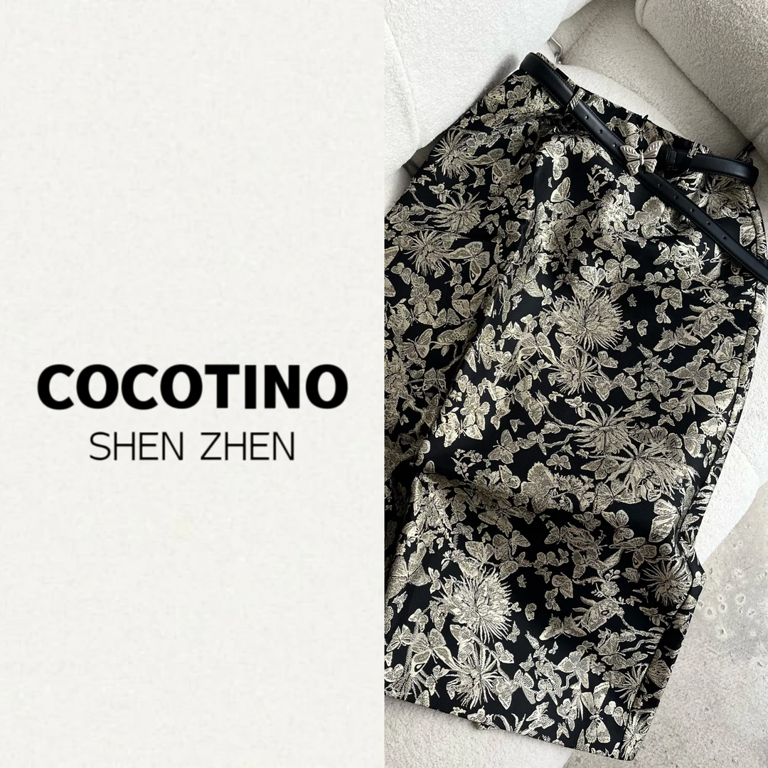 【蝴蝶半裙】高定提花金丝质感中长裙腰带半裙BQ07H