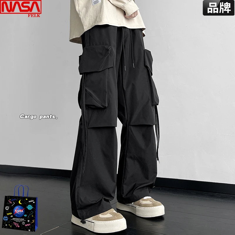 NASA工装裤男潮牌美式vibe风飘带国潮高街休闲裤嘻哈个性山系裤子