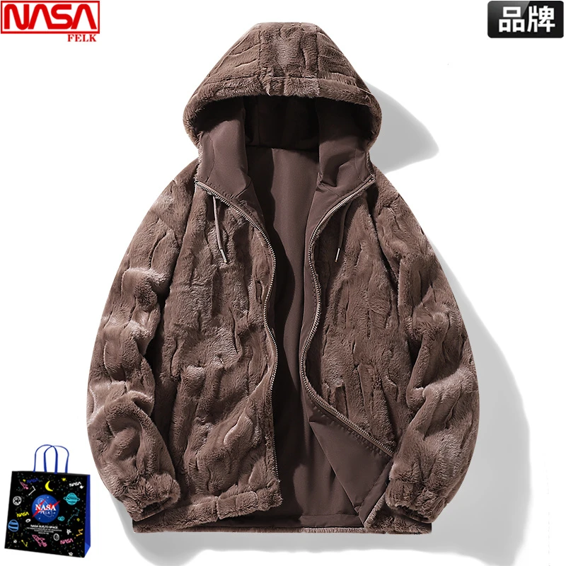 NASA羊羔绒双面穿棉衣男外套加厚保暖冬天外衣情侣高档防寒服棉袄