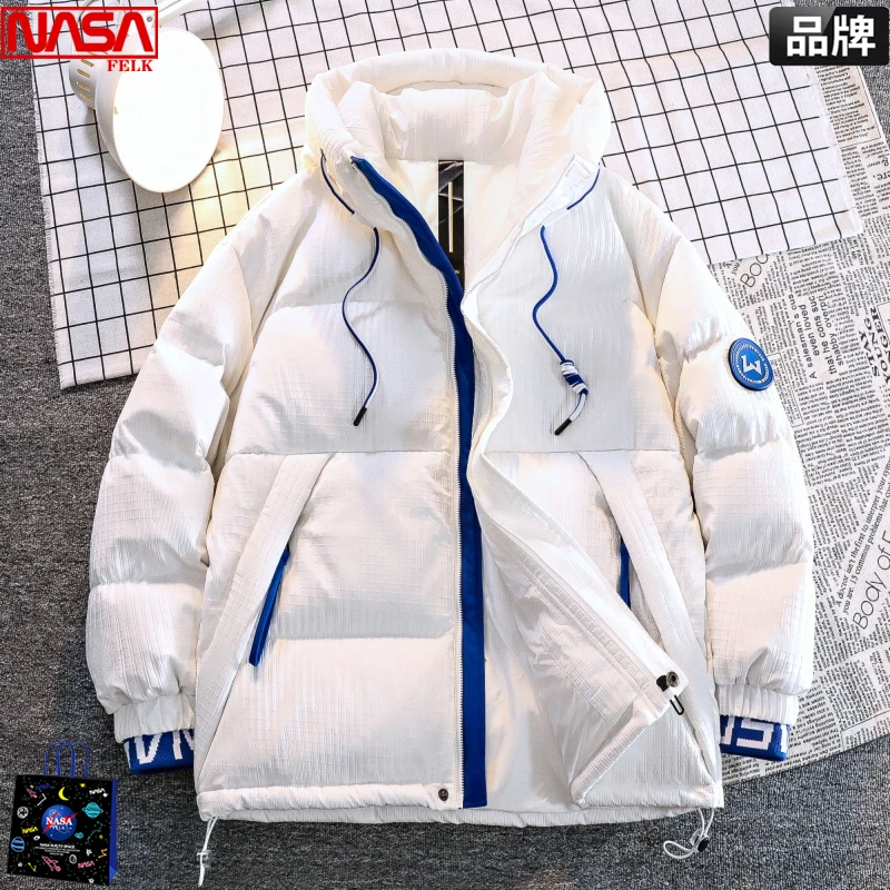 NASA男款羽绒服潮牌帅气加厚保暖防寒服时尚百搭大学生白鸭绒外套
