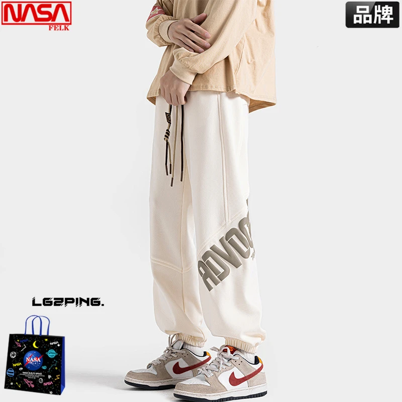 NASA重磅卫裤男欧美高街潮牌高端休闲运动裤痞帅个性百搭束脚裤子