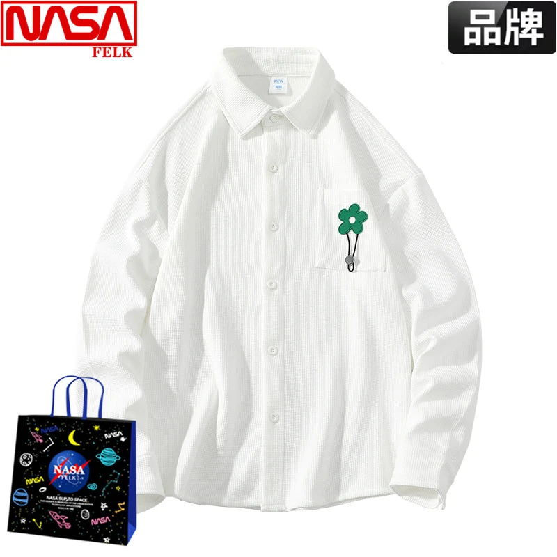 NASA联名华夫格衬衫男长袖宽松痞帅巴洛克高级感高端上档次衬衣潮