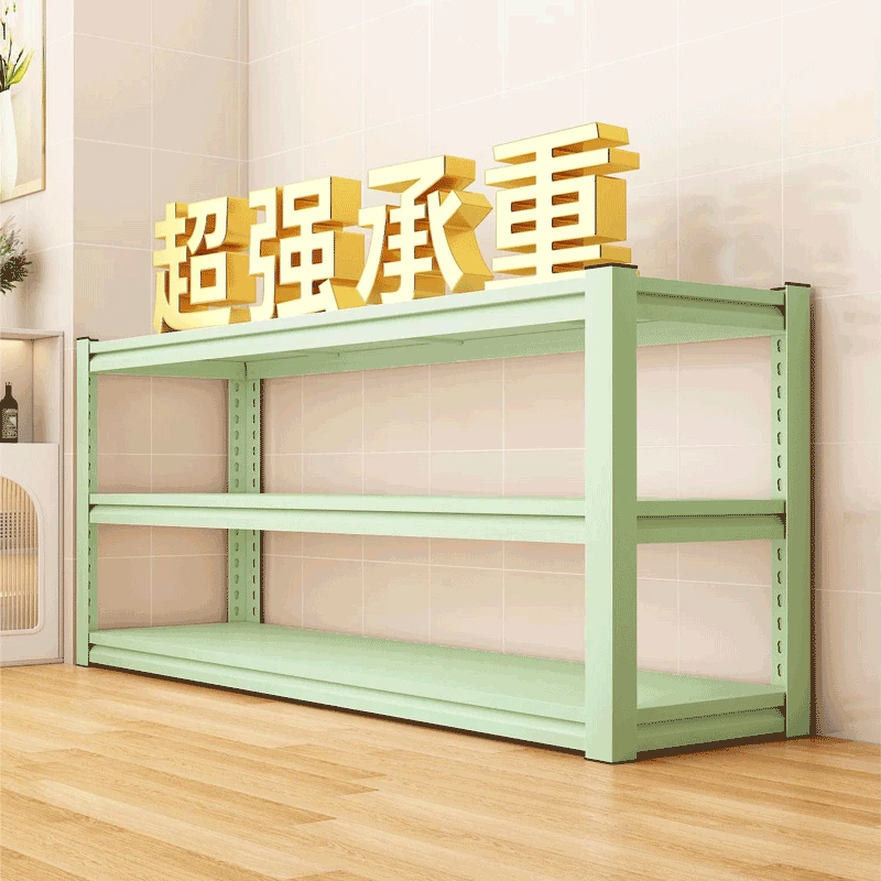 家用货架置物架多层阳台落地多层绿色储物架加厚杂物收纳架角钢架