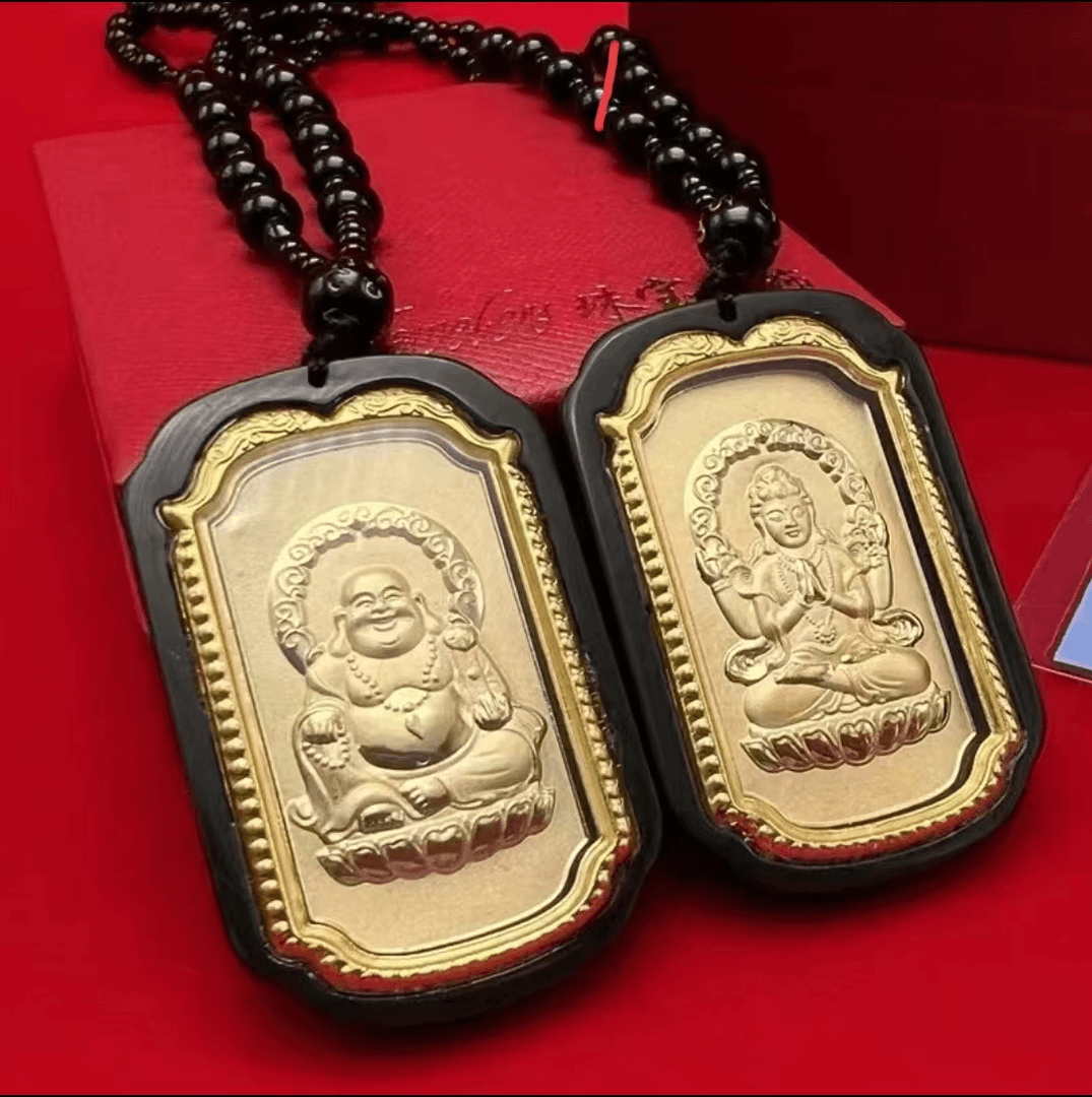 古法守护雕刻镶嵌文殊菩萨佛牌