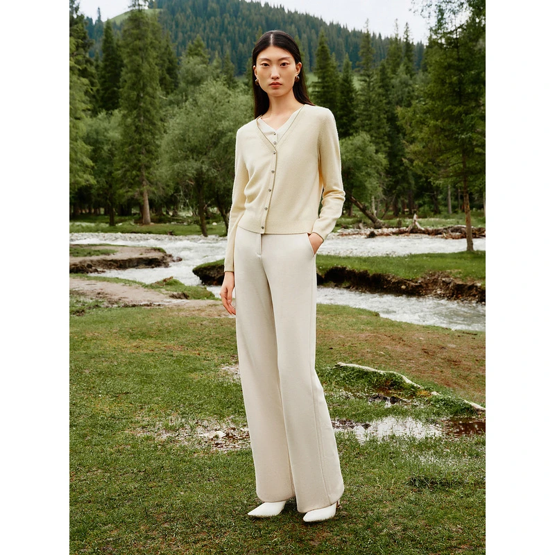 YINER音儿冬季新款双层V领假两件上衣毛针织衫8C34506250