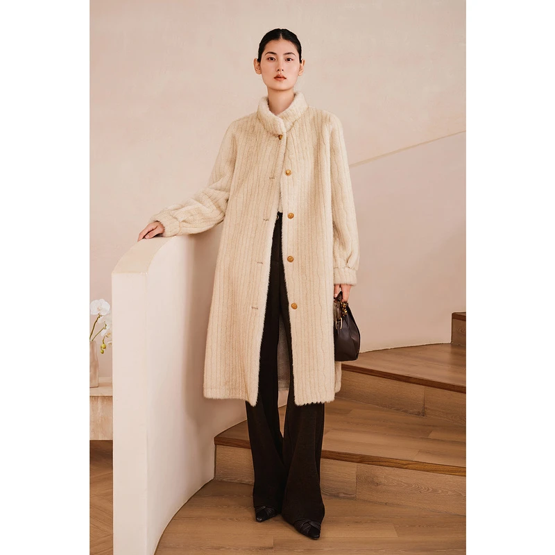 YINER音儿专选2025春季新款时尚中长款保暖毛呢外套8C65110216