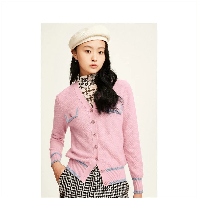 YINER音儿专柜女装冬季新款小香风百搭羊绒毛针织衫8C32506230