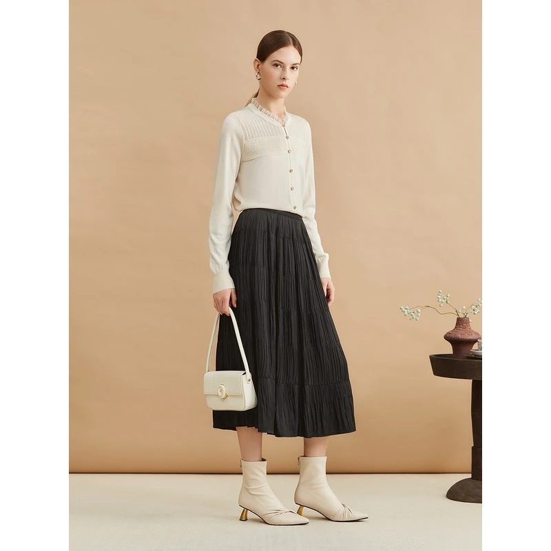 YINER音儿新款木耳花边领毛针织衫温婉毛针织衫8C64506106