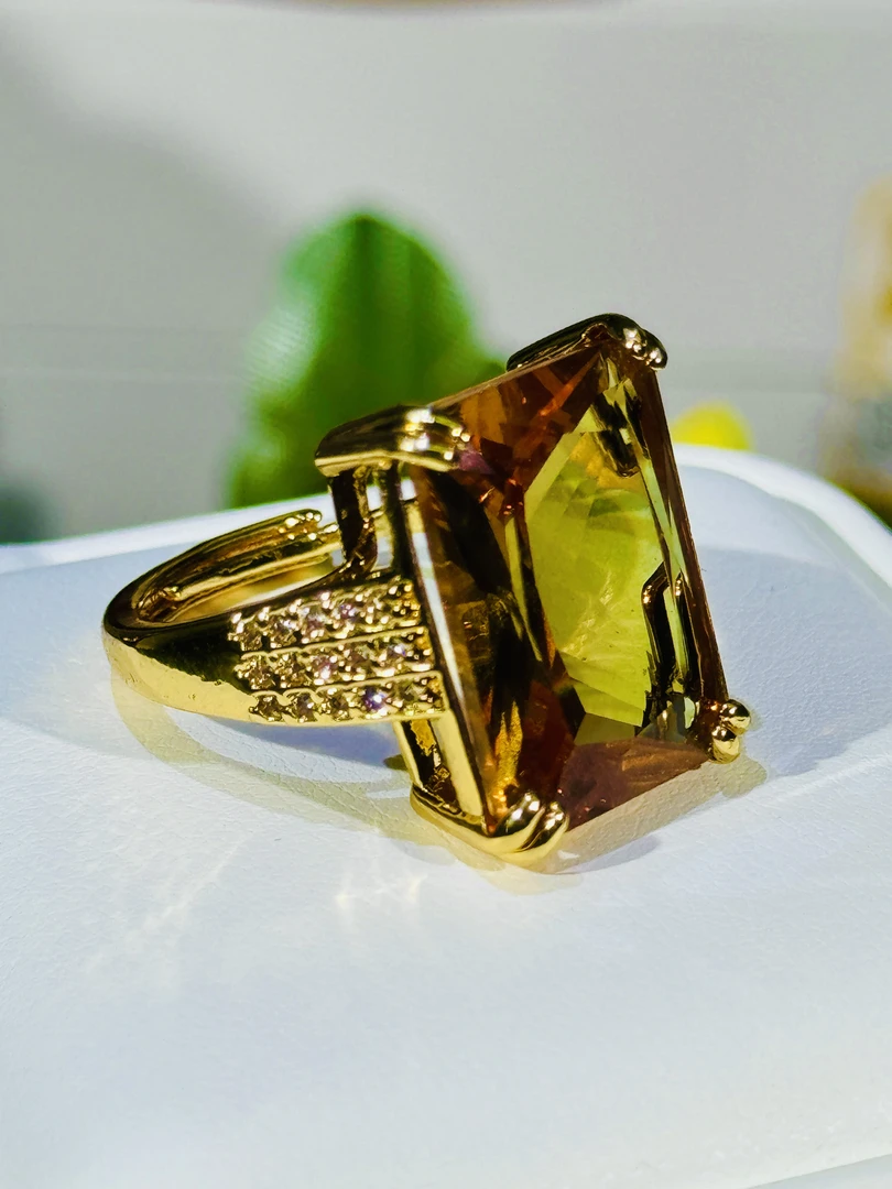 合金戒指  A22土耳其进口苏丹变色石合金锆石轻奢活口戒气质复古