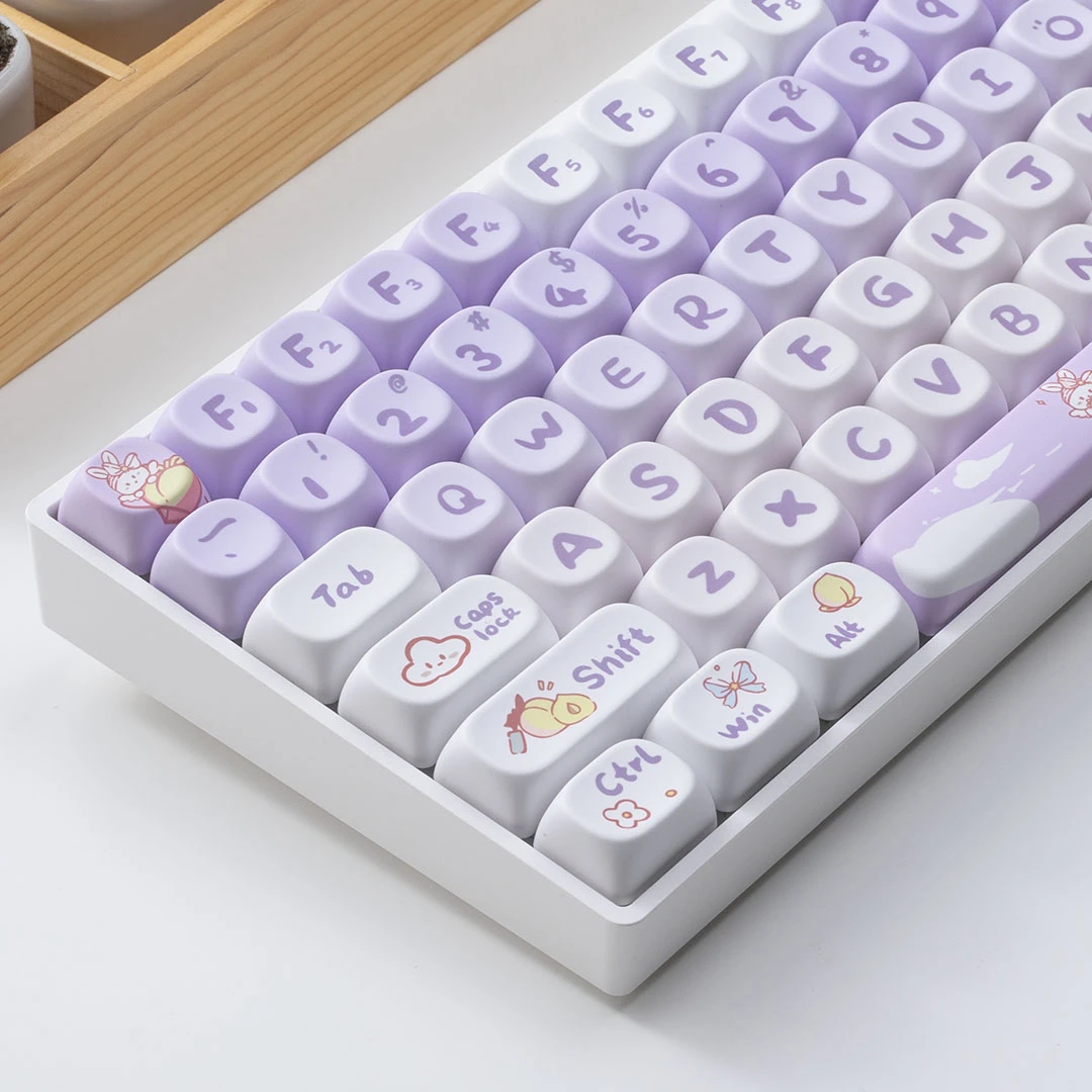 类MOA高度渐变紫兔键帽可爱卡通小翘热升华适配大多数机械键盘